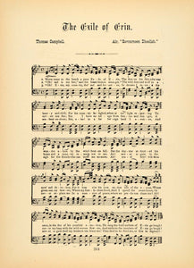 1894 Exile of Erin Thomas Campbell Irish Sheet Muisc - ORIGINAL HISTORIC SND1