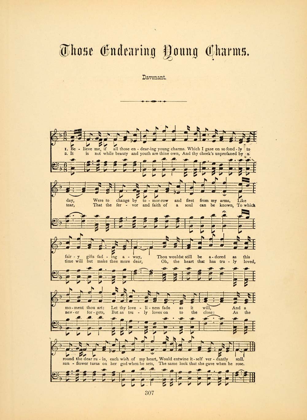 1894 Those Endearing Young Charms Irish Sheet Music - ORIGINAL HISTORIC SND1