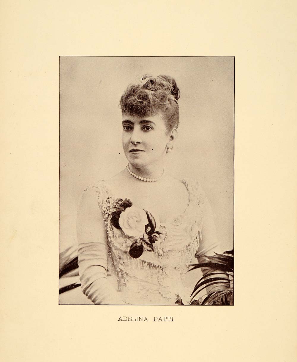 1894 Print Adelina Patti Portrait Opera Soprano Singer ORIGINAL HISTORIC SND1