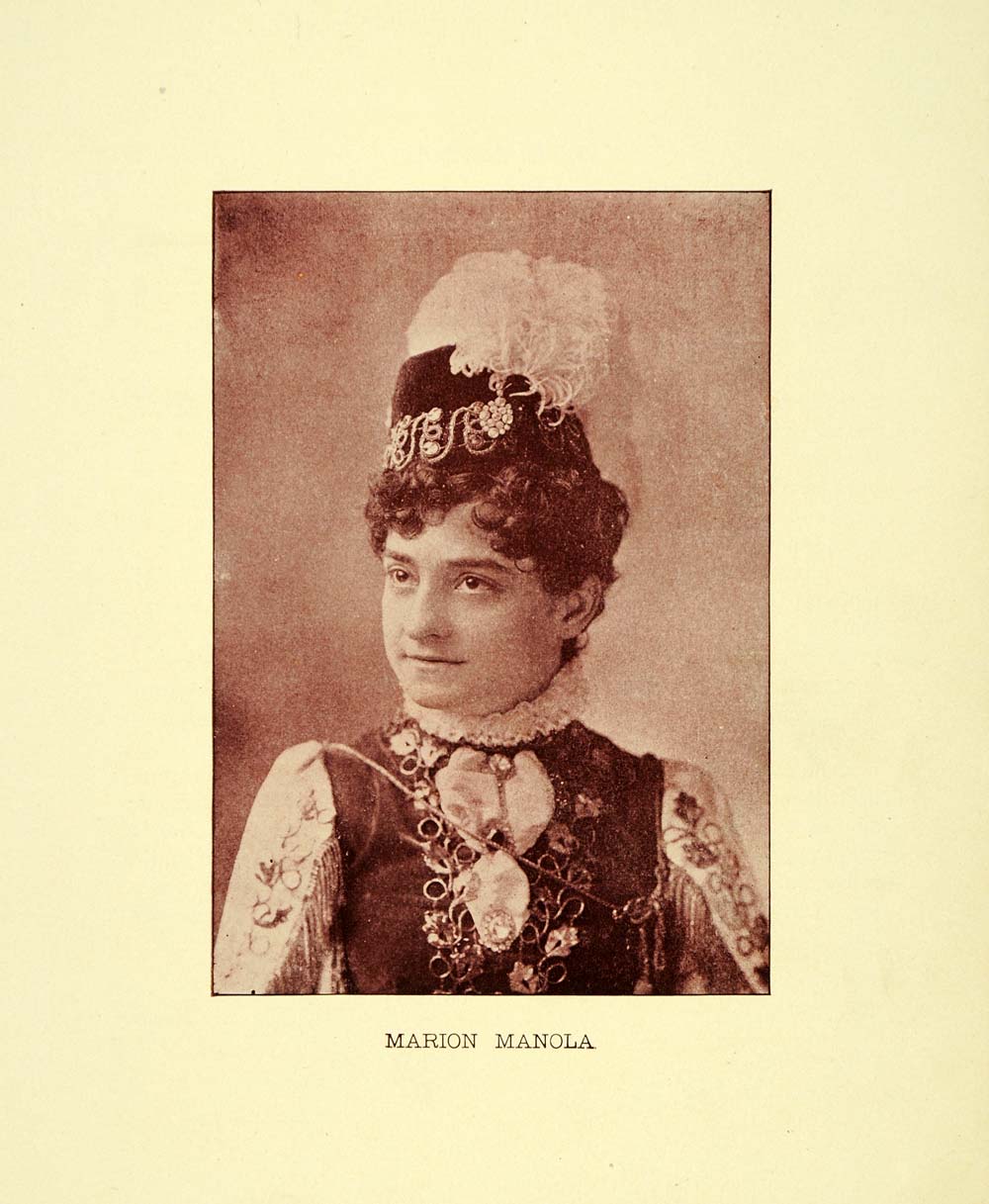 1894 Print Marion Manola Portrait Opera Singer Actress - ORIGINAL SND1