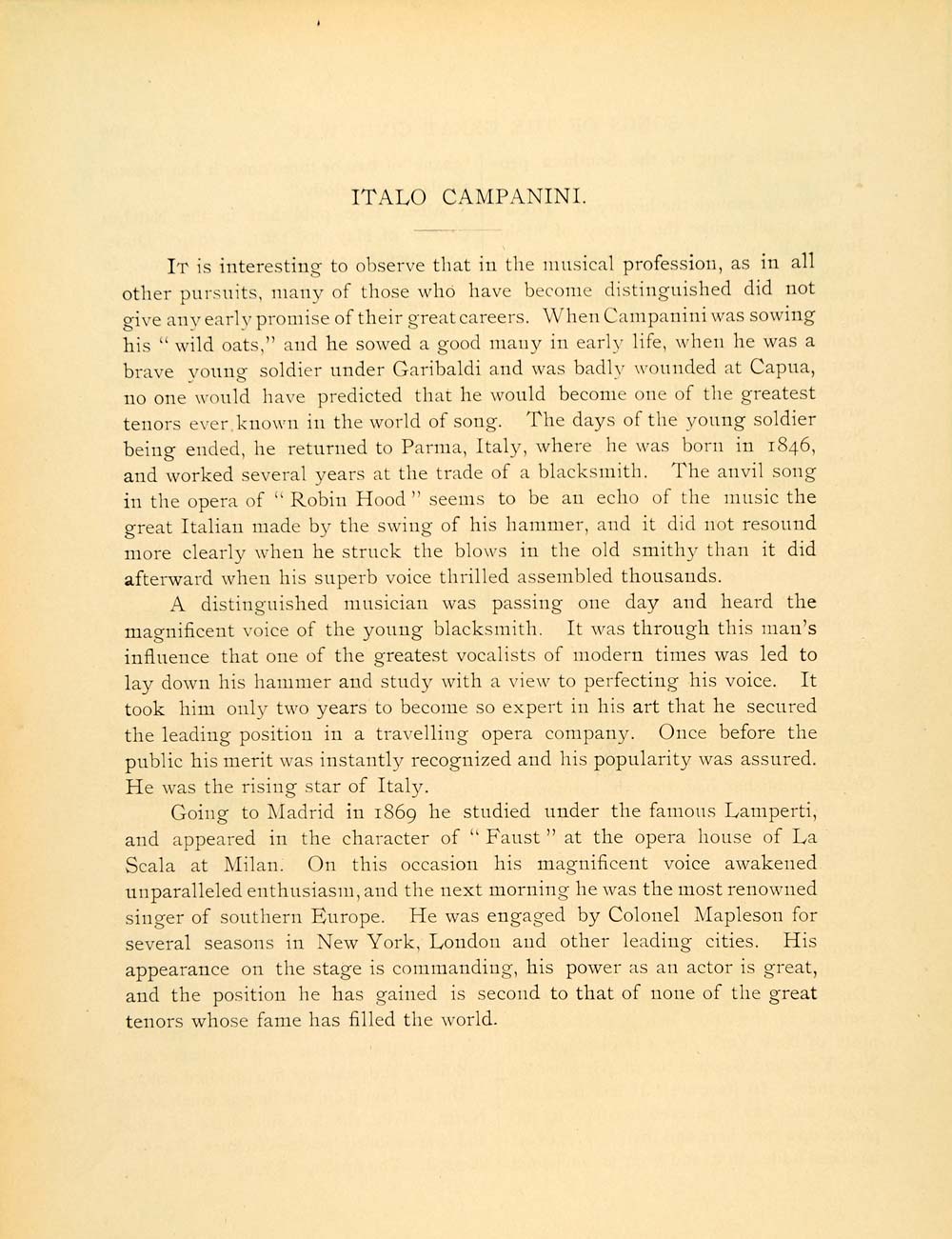 1894 Print Italio Campanini Italian Opera Tenor Singer ORIGINAL HISTORIC SND1