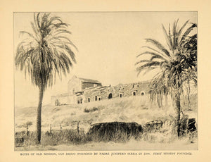 1906 Print Mission San Diego de Alcala Ruins Church California Historic Image