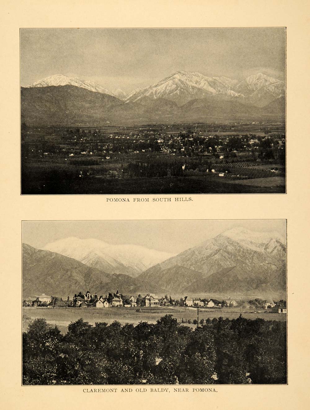 1906 Prints Old Baldy Mountain Claremont Pomona Southern California Landscape