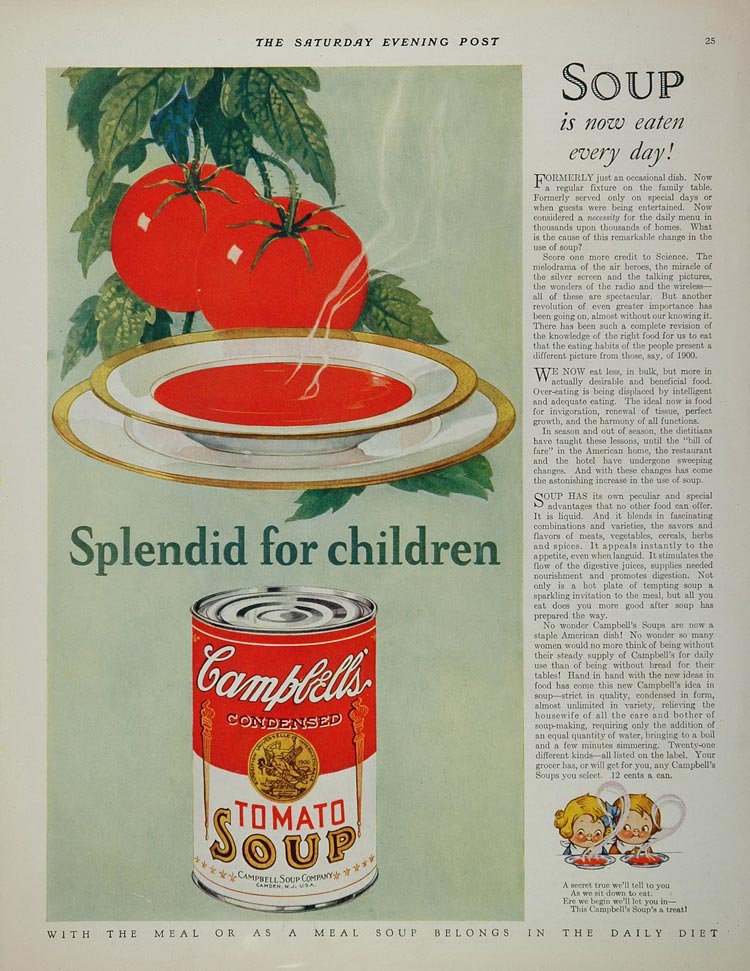 1928 Campbell's Tomato Soup Kids Original Print Ad - ORIGINAL ADVERTISING SOUP
