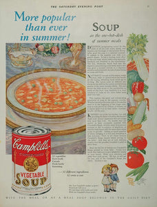 1928 Campbell's Vegetable Soup Kids Original Print Ad - ORIGINAL SOUP