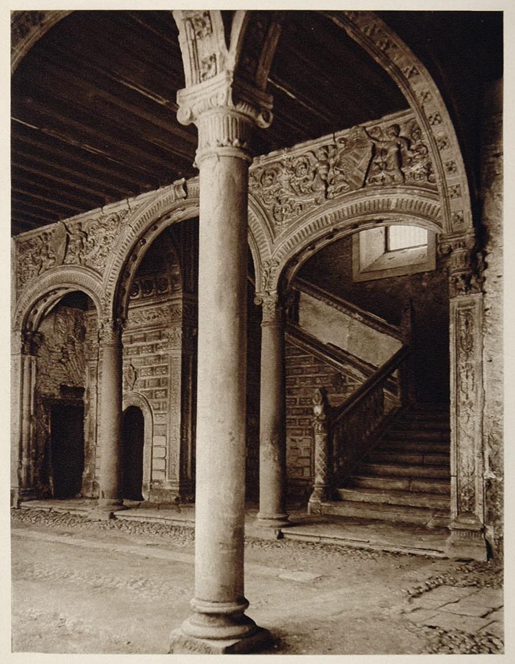 1925 Staircase Hospital de Santa Cruz Toledo Spain - ORIGINAL PHOTOGRAVURE SP1