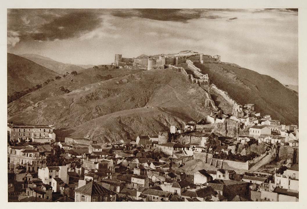 1928 Castillo Gibralfaro Castle Malaga Andalusia Spain - ORIGINAL SP2