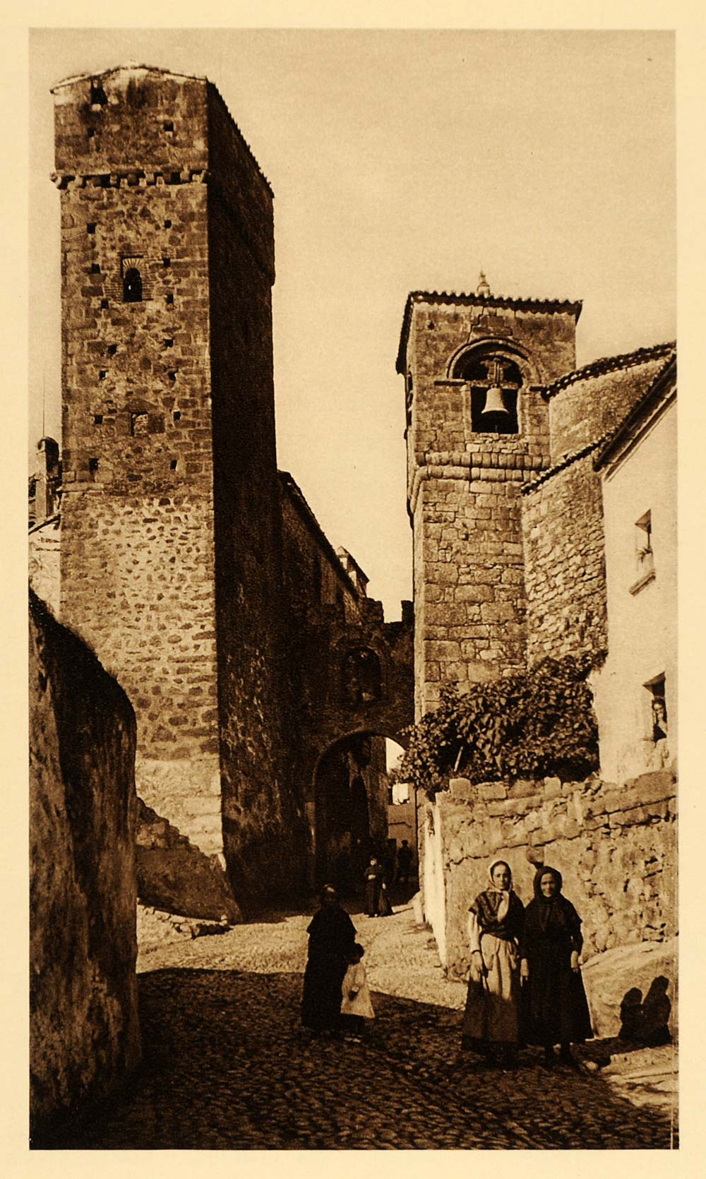 1925 Puerta de Santiago Gate Bell Tower Trujillo Spain - ORIGINAL SP3