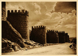 1925 Town Wall Avila Spain Kurt Hielscher Photogravure - ORIGINAL SP3