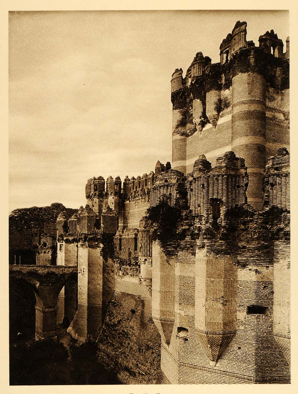1925 Castillo Coca Castle Gate Tower Spain Hielscher - ORIGINAL PHOTOGRAVURE SP3