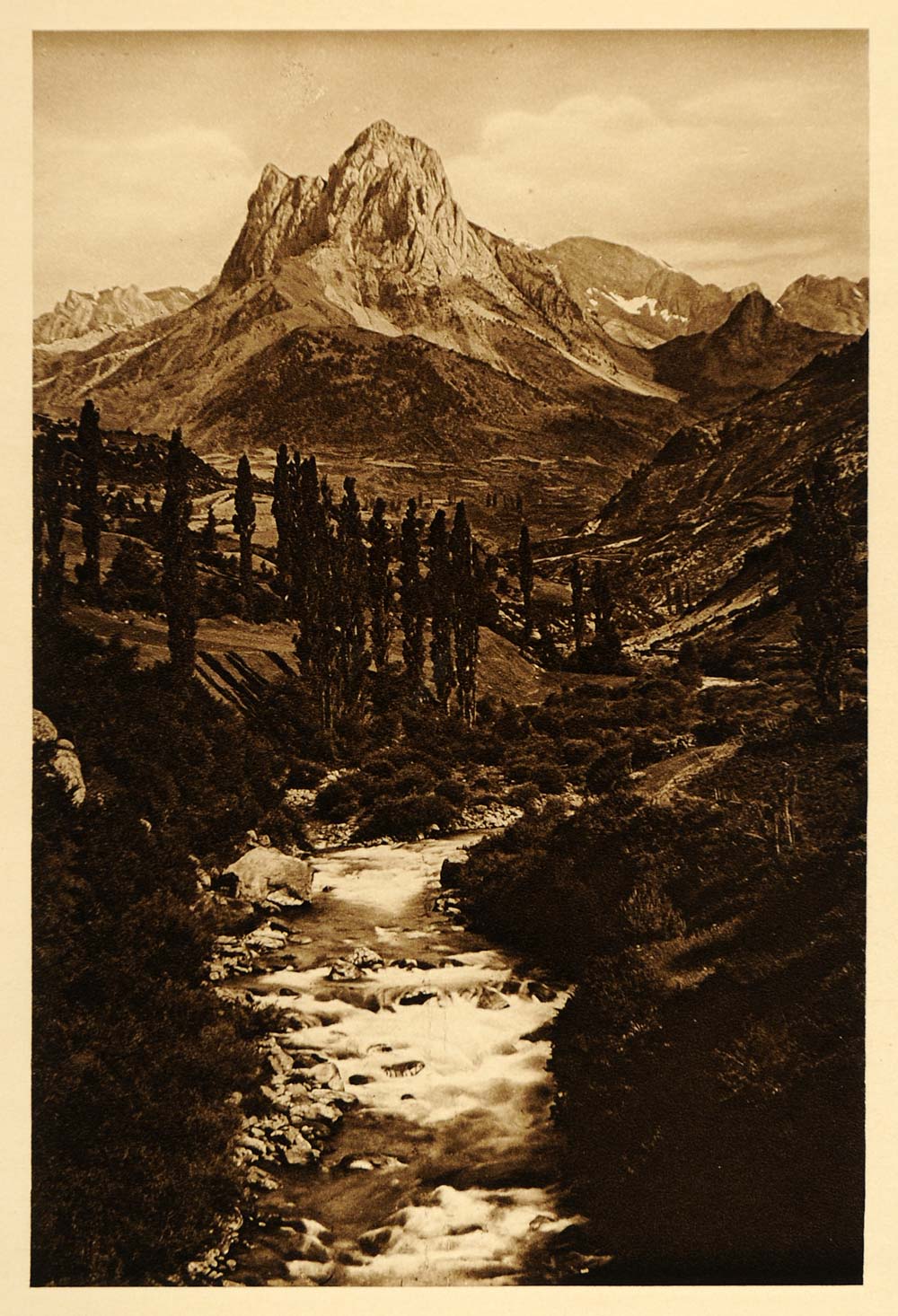 1925 Pic du Midi Pico del Mediodia Spain Pyrenees River - ORIGINAL SP3