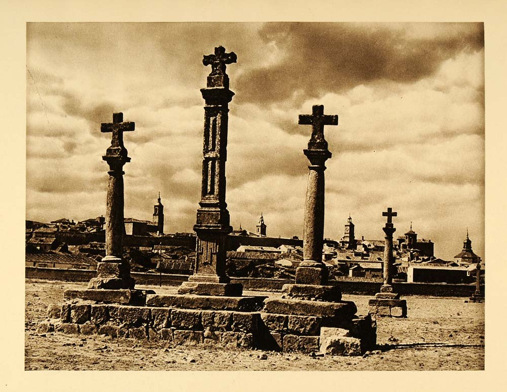 1925 Cemetery Tomb Almazan Spain Hielscher Photogravure - ORIGINAL SP3