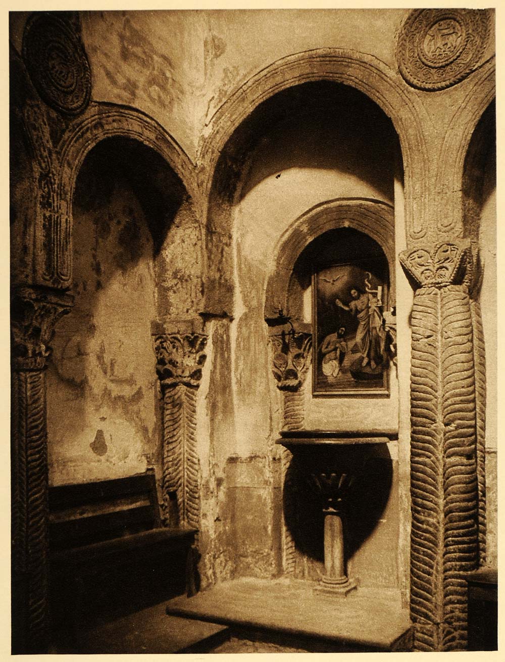 1925 Interior Santa Maria Naranco Chapel Oviedo Spain - ORIGINAL SP3
