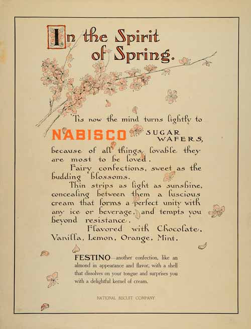 1905 Ad NABISCO Sugar Wafers Festino Sweet Tooth Orange - ORIGINAL SP4