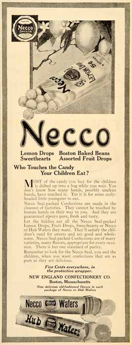 1916 Ad Necco Lemon Drop Sweethearts Boston Baked Beans - ORIGINAL SP4
