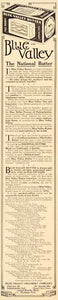 1912 Ad Blue Valley Butter Creamery Pure Pasteurized - ORIGINAL ADVERTISING SP4