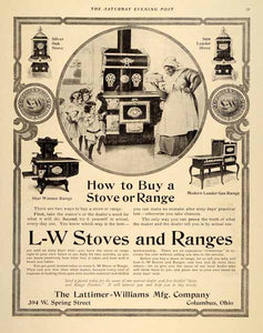 1907 Ad L-W Kitchen Stoves Ranges Lattimer Williams Silver Oak Black SP4