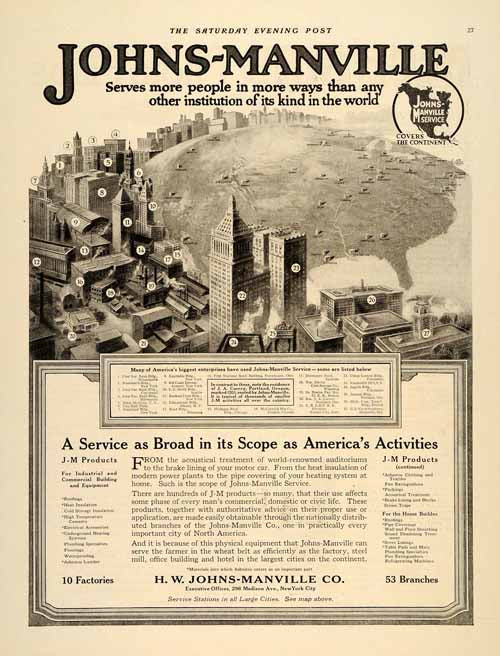 1916 Ad Johns-Manville Auditorium Brake Steel Mill Car - ORIGINAL SP4