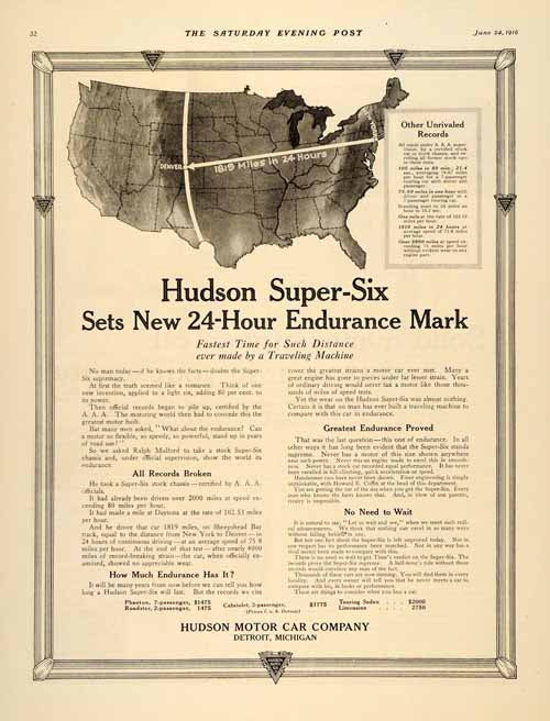 1915 Ad Hudson Motor Denver Super-Six Automobile Car - ORIGINAL ADVERTISING SP4