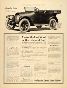 1914 Ad Reo Motor Car Lansing Automobile Electric Light - ORIGINAL SP4