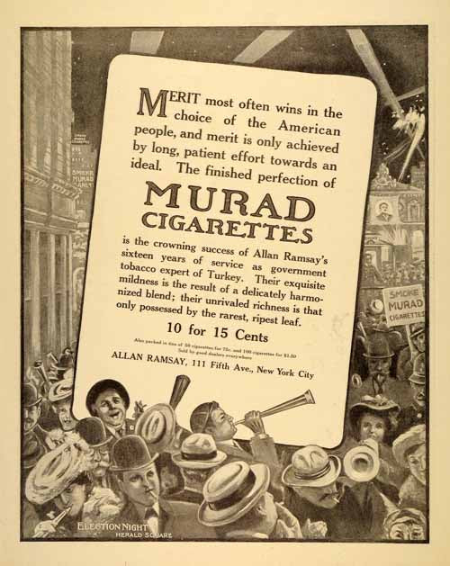 1905 Ad Murad Cigarettes Tobacco Allan Ramsay Smoke - ORIGINAL ADVERTISING SP4
