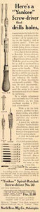 1910 Ad Carpenter Yankee Screwdriver Ratchet Tools - ORIGINAL ADVERTISING SP4