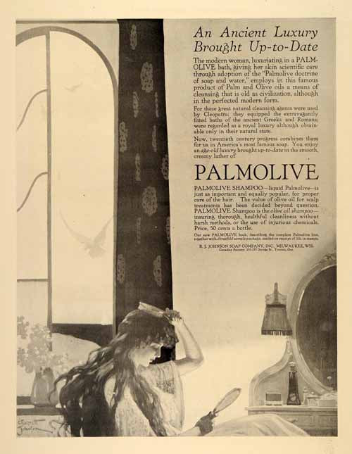 1916 Ad Palmolive Beauty Shampoo Olive Oil Soap Greek - ORIGINAL ADVERTISING SP4