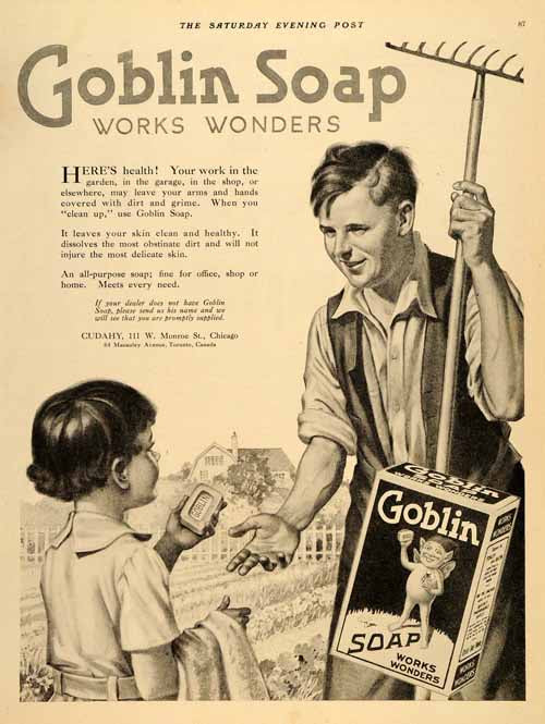 1919 Ad Goblin Soap Bar Cleanliness Sanitary Household - ORIGINAL SP4