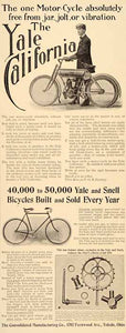 1908 Ad Antique Motorcycle Yale California Bicycles - ORIGINAL ADVERTISING SP4