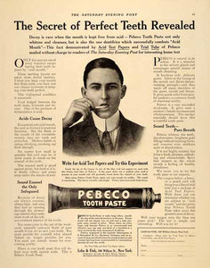 1911 Ad Pebeco Toothpaste Acid Test Papers Clean Teeth - ORIGINAL SP4