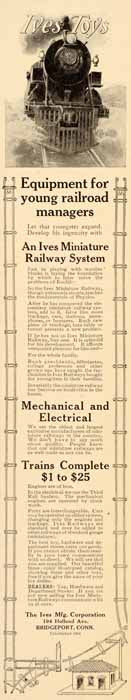 1912 Ad Ives Toys Railroad Trains Miniatures Electric - ORIGINAL ADVERTISING SP4