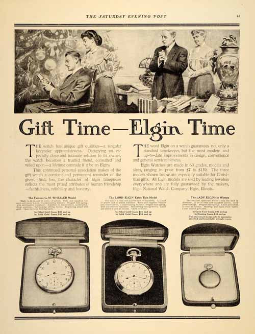 1909 Ad Elgin Time Watches Antique Vintage Models Gifts - ORIGINAL SP4