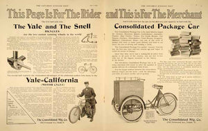 1908 Ad Yale California Motorcycle Bicycle Consolidated - ORIGINAL SP4
