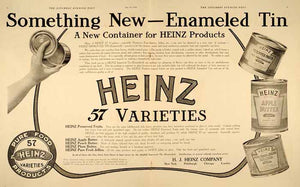 1908 Ad Heinz Enameled Tin Can Canned Preserved Fruit - ORIGINAL ADVERTISING SP4