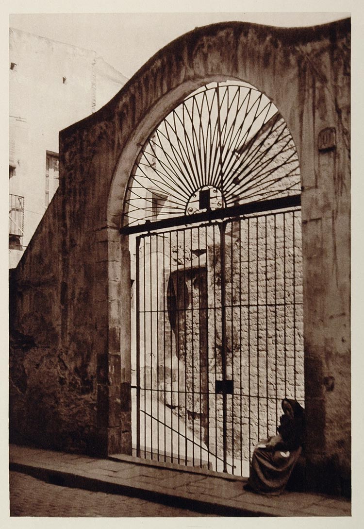 1928 Gate Church San Pablo Barcelona Spain Photogravure - ORIGINAL SPAIN3