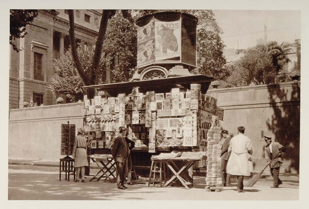1928 Puesto Periodicos Newsstand News Kiosk Barcelona - ORIGINAL SPAIN3
