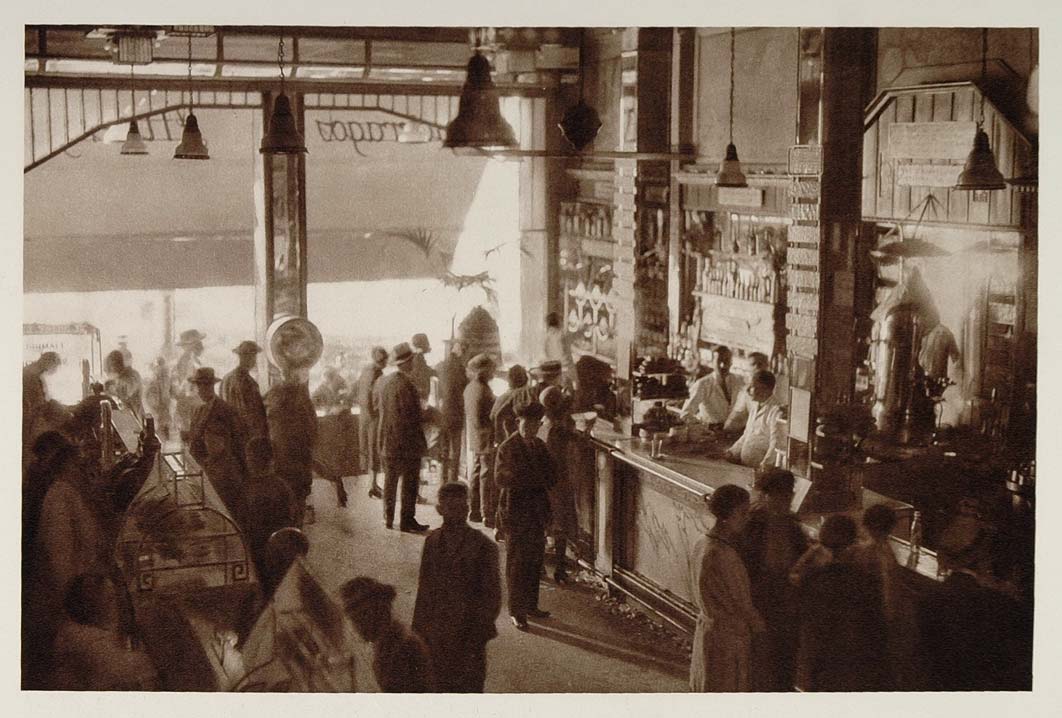1928 Bar Tavern Pub Barcelona Spain Photogravure Weber - ORIGINAL SPAIN3