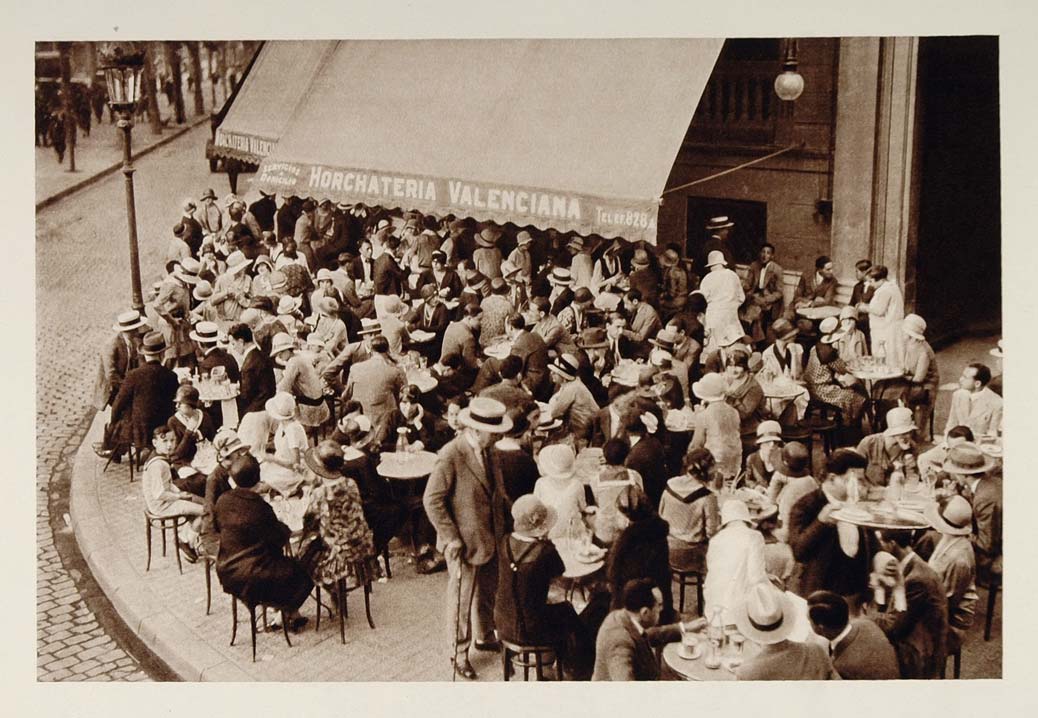1928 Outdoor Sidewalk Street Cafe Barcelona Spain Weber - ORIGINAL SPAIN3