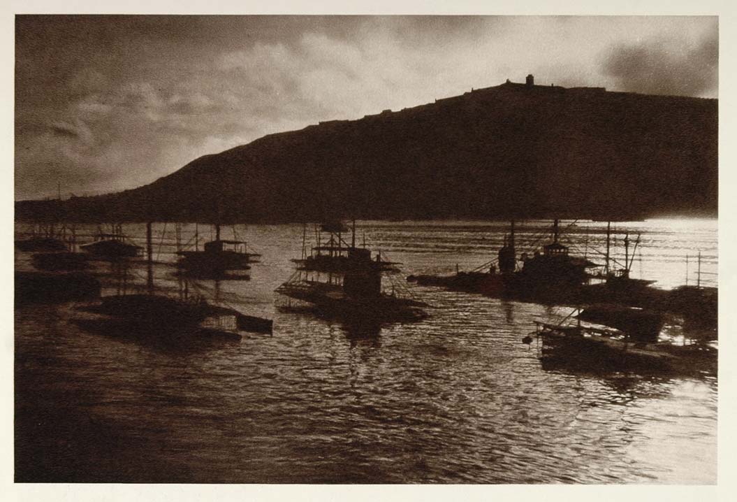 1928 Montjuich Montjuic Harbor Barcelona Spain Sunset - ORIGINAL SPAIN3