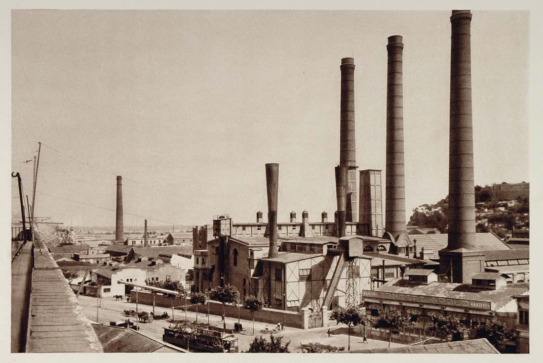 1928 Electrical Works Smokestack Industry Barcelona - ORIGINAL SPAIN3