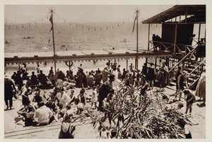 1928 Playa Beach Swimming Barcelona Spain Photogravure - ORIGINAL SPAIN3