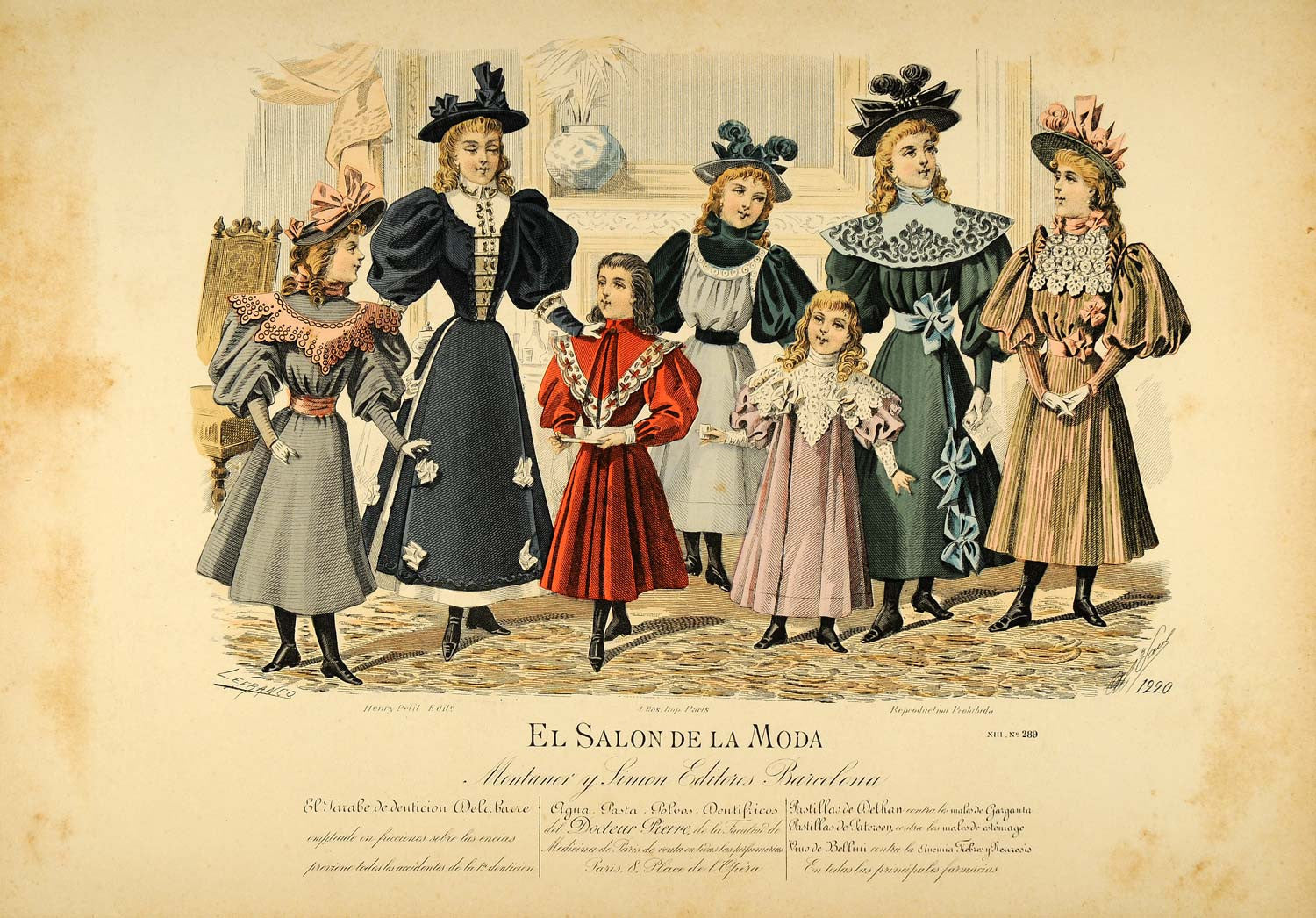 1895 Victorian Girls Children Fashion Dress Lithograph - ORIGINAL SPF1 Period Paper Historic Art LLC 1895 Victorian Girls Children Fashion Dress Lithograph - ORIGINAL SPF1 Period Paper Historic Art LLC