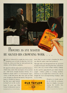 1936 Ad Old Taylor Whiskey J. S. Bach Pierre Brissaud - ORIGINAL SPM1