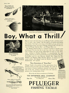 1932 Ad Enterprise Pflueger Fishing Tackle Ernest Poole - ORIGINAL SPM1