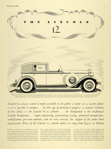 1932 Ad Lincoln Motor Cars White V-12 Model Detroit - ORIGINAL ADVERTISING SPM1