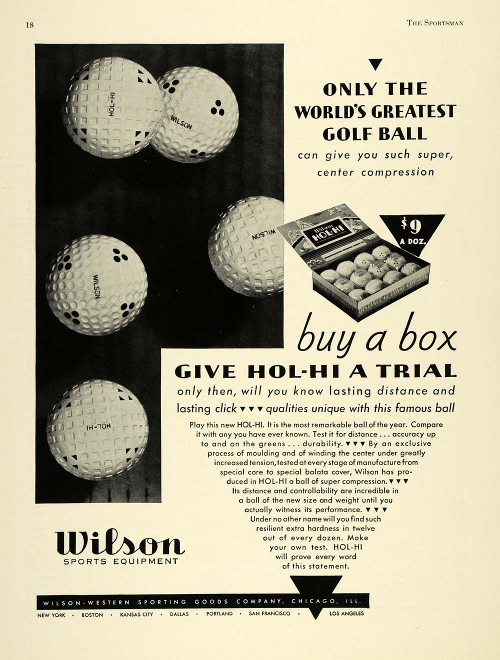 1931 Ad Wilson-Western Sports Goods Hol-Hi Golf Balls - ORIGINAL SPM1