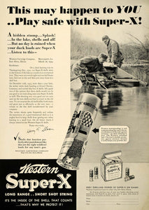 1934 Ad Western Cartridge Ammunition Shell Hunting Lake - ORIGINAL SPM1