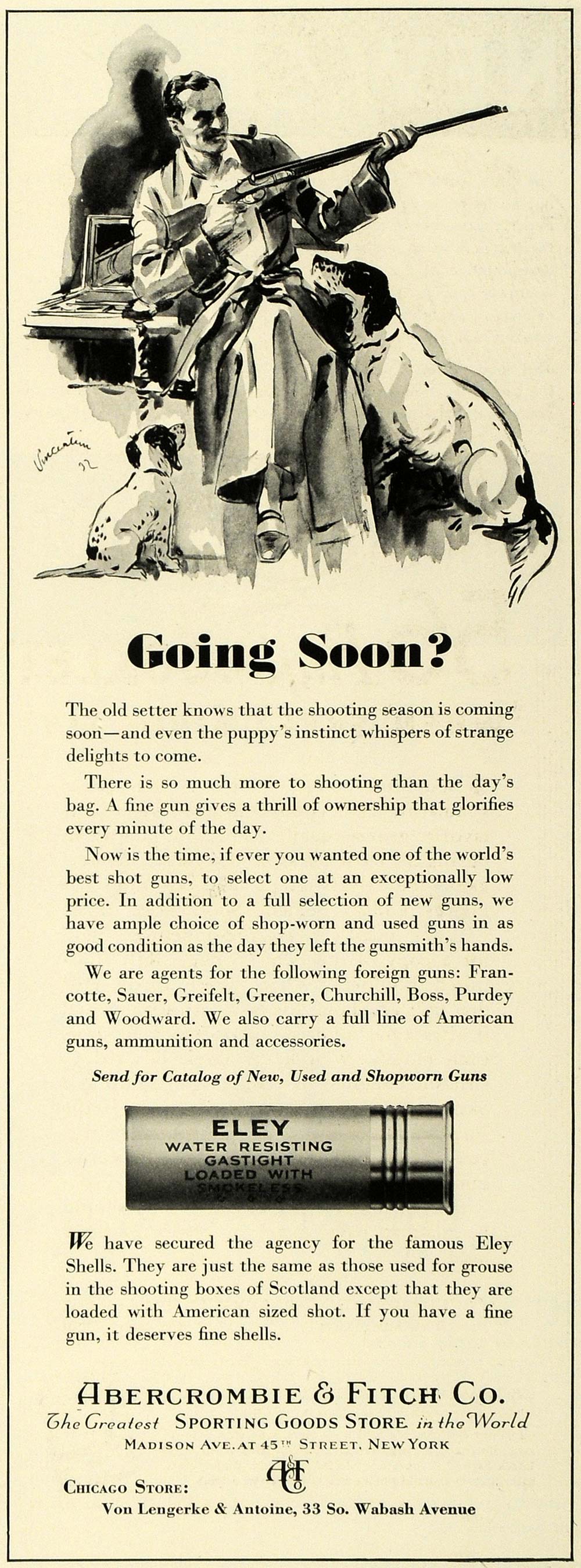 1932 Ad Abercrombie & Fitch Co. Store cartridge Hunting - ORIGINAL SPM1