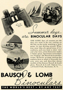 1936 Ad Bausch & Lomb Optical Co. Binoculars Sports NY - ORIGINAL SPM1