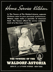 1936 Ad Waldorf-Astoria Towers Apartment Kitchen NY - ORIGINAL ADVERTISING SPM1